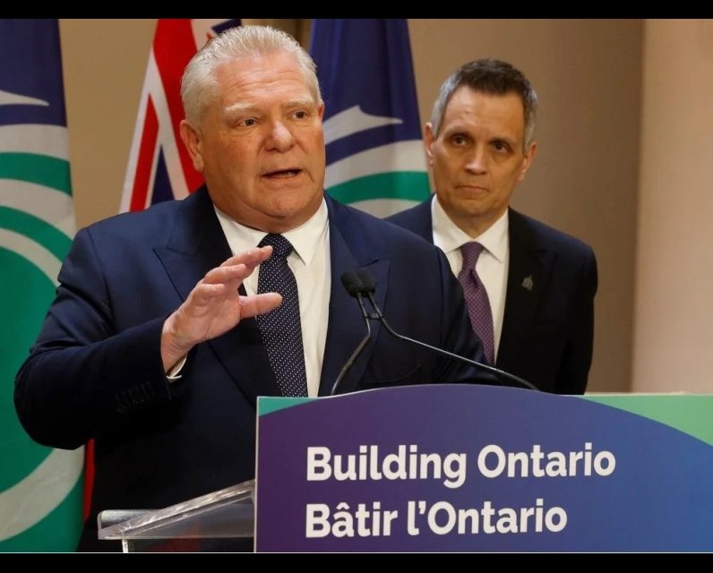 Ontario Premiere Doug Ford makes an announcement with Ottawa Mayor Mark Sutcliffe standing in the background;  c/o msn.com 