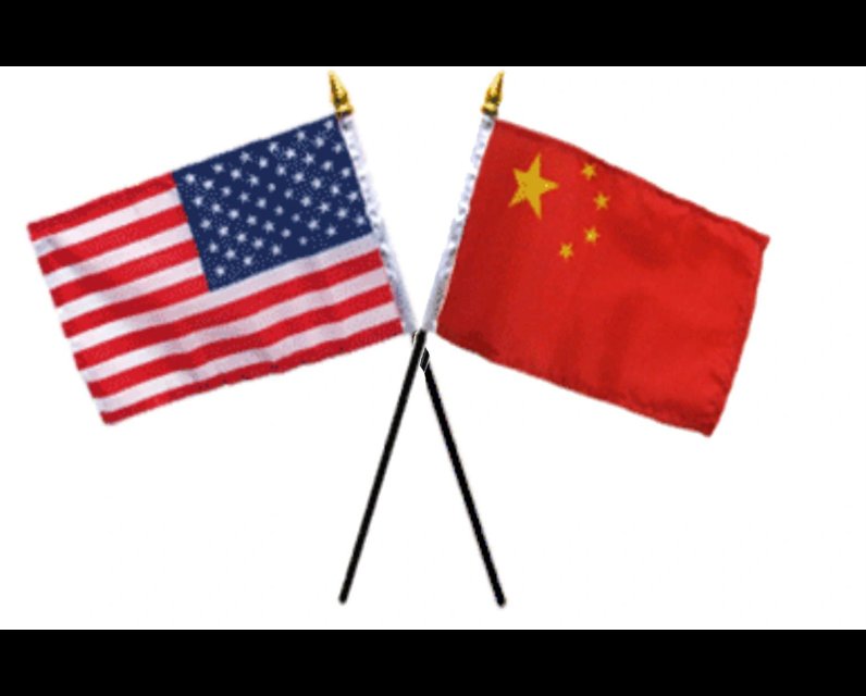 USA and China flags crossing