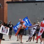 Anti-Trudeau protesters in Belleville, Ontario