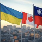 Canadian, Ukranian, and Taiwanese. national flags