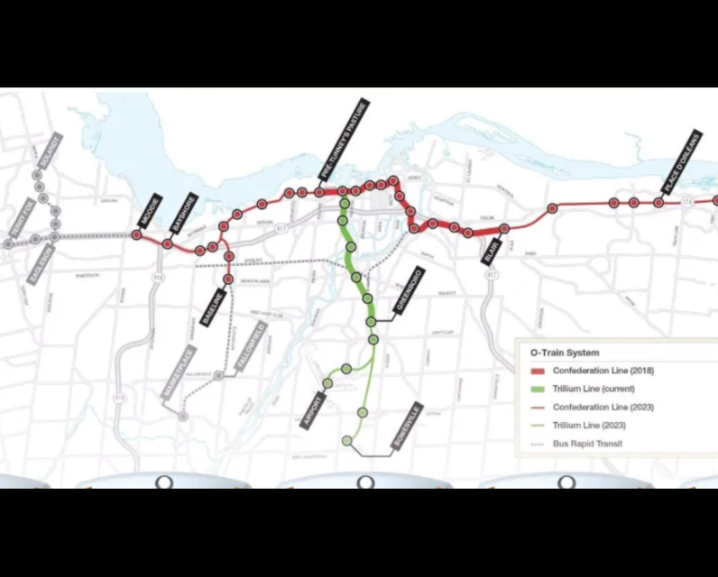 Map of Ottawa LRT lines